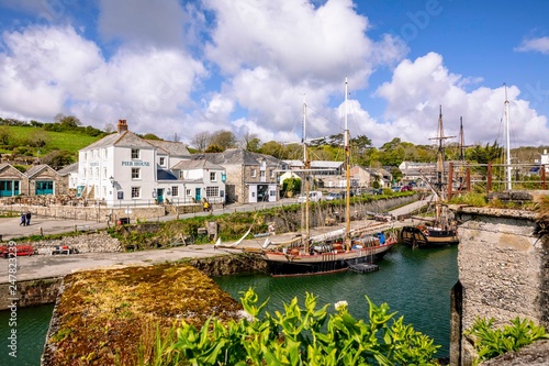 View at some old tall ships at Charlestown Harbour at St Austell in Cornwall, Engeland photo