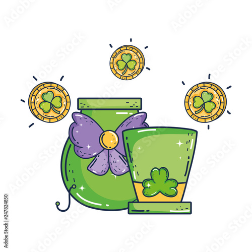 cute leprechaun hat with clovers coins