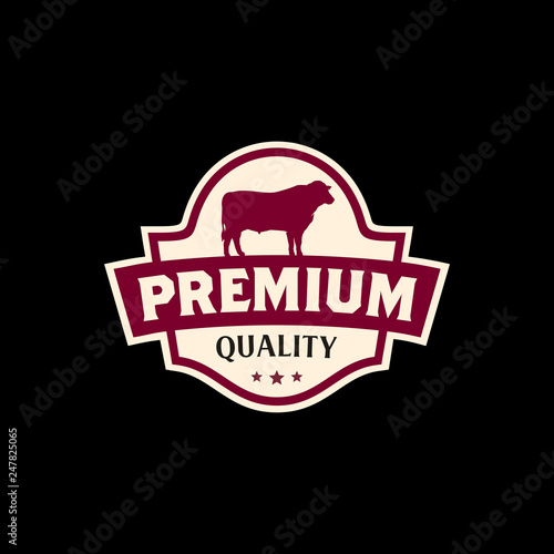 Vintage Cattle Angus Beef Meat Livestock Sticker Label logo design 