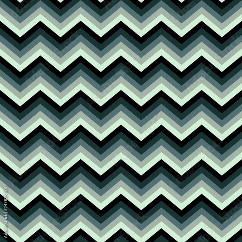 Seamless bright abstract pattern. Geometric zig zag print composed of zigzag lines green, gray colors.