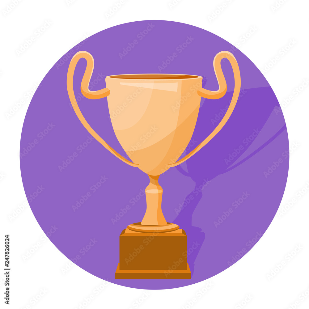 Award illustration with gold award cup. Winners goblet. Vector flat illustration. Award illustration with gold award cup. Winners goblet. Vector flat illustration.