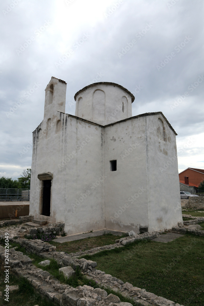The smallest cathedral in the world, church of the Holy cross, built in the 9th century in Nin, Croatia