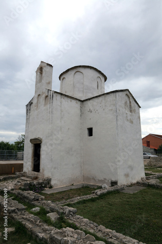 The smallest cathedral in the world, church of the Holy cross, built in the 9th century in Nin, Croatia