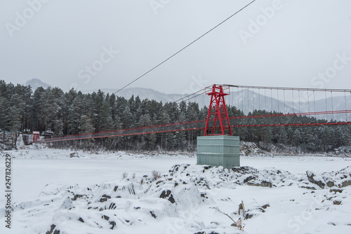 Suspension hanging bridge a...