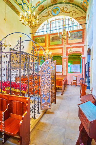 The interior of medieval Remah Synagogue in Krakow, Poland photo