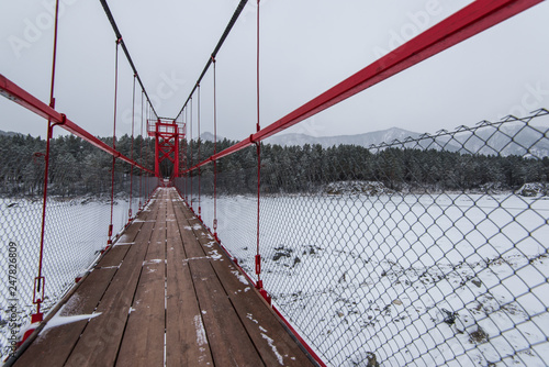 Suspension hanging bridge a...