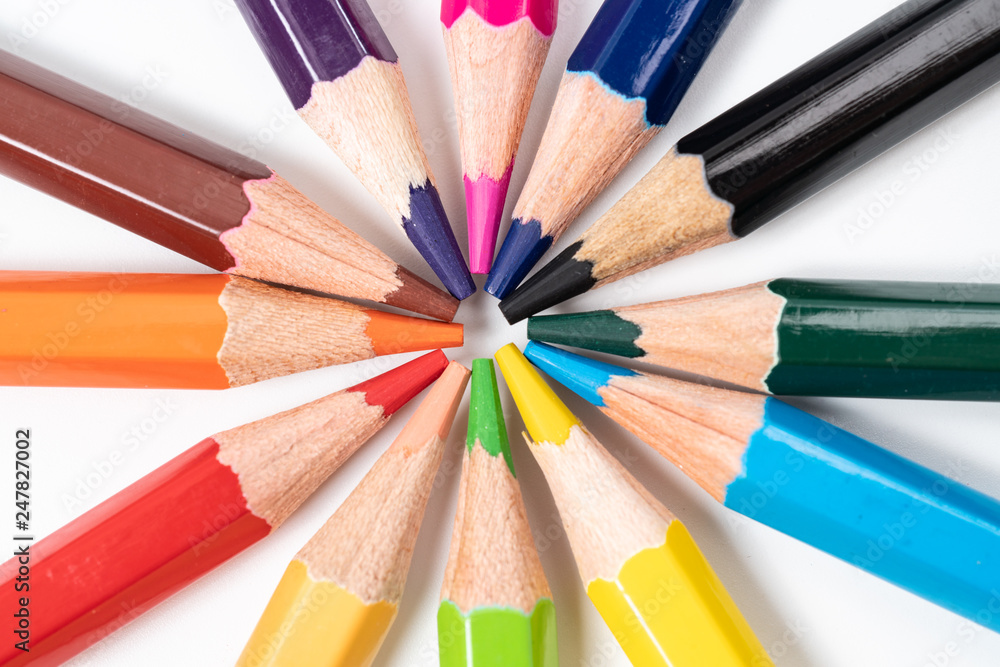 Colorful wooden pencils isolated on white background Colorful wooden pencils isolated on white background