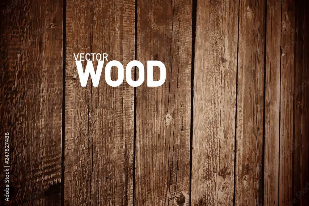 Wooden Vector Background. Dark Wood Backdrop for Creative Designs. - obrazy, fototapety, plakaty 
