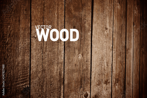 Wooden Vector Background. Dark Wood Backdrop for Creative Designs.