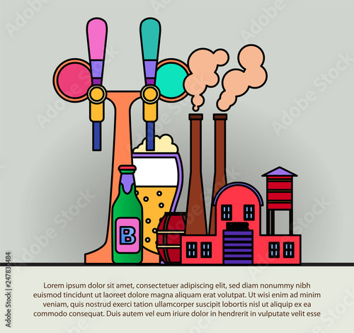 Beer vector infographic web banner with black stroke