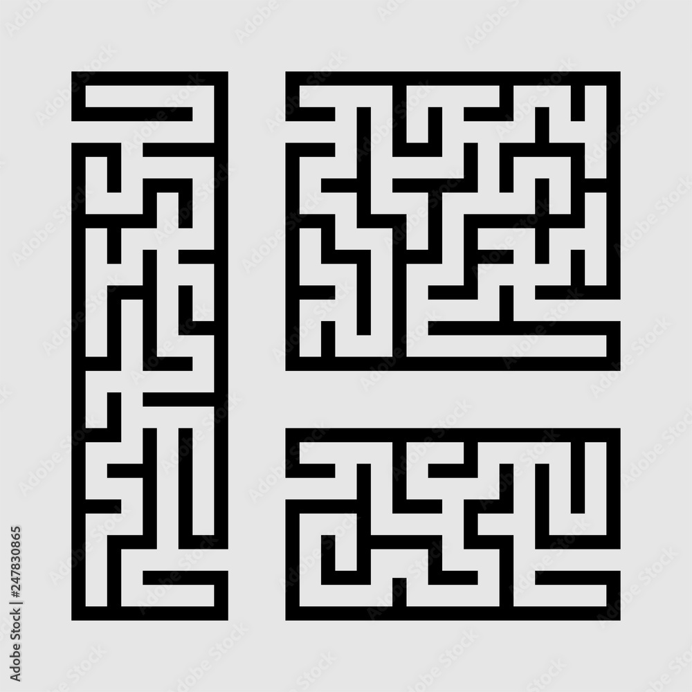 A set of mazes. Game for kids. Puzzle for children. Labyrinth conundrum. Vector illustration.