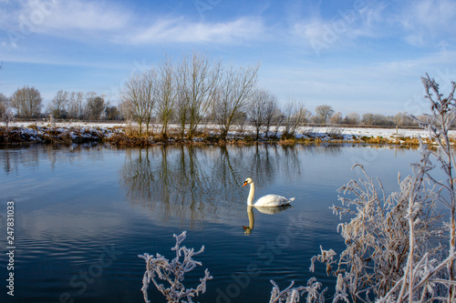 Winter Scene over the River Thames at Buscot, Oxfordshire