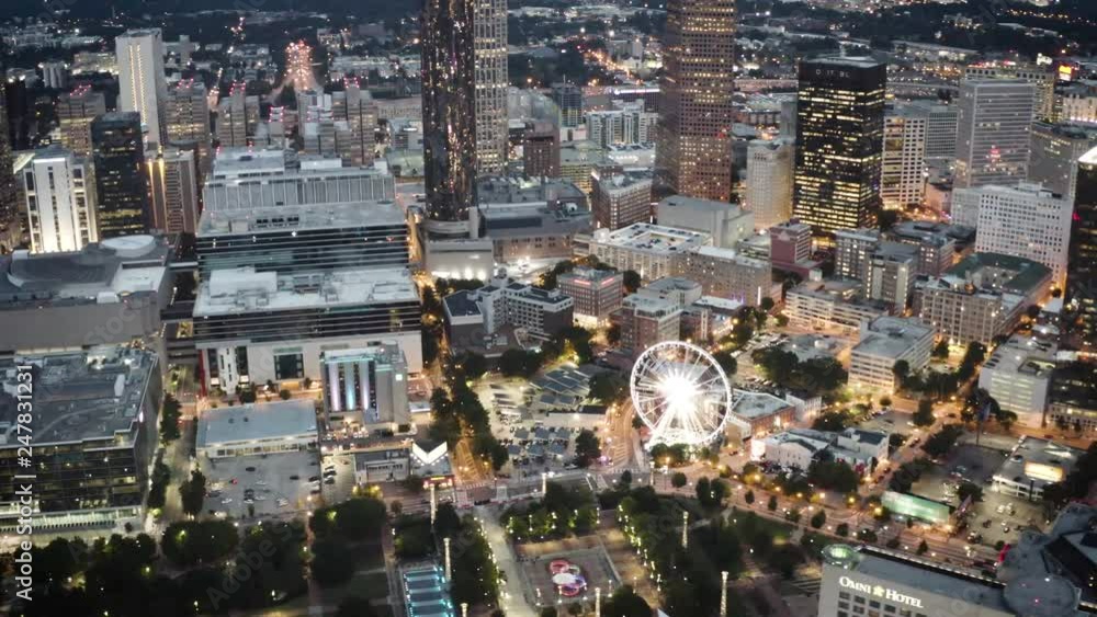 Aerial View Atlanta Evening and Nighttime Skyline VIews Aerial View Atlanta Evening and Nighttime Skyline VIews