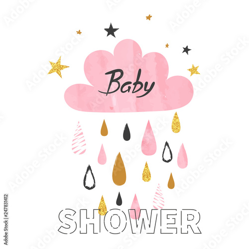 Baby shower girl vector ill...