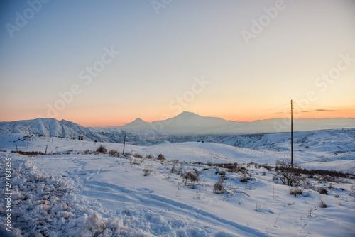 Ararat mountain in the winter sunset,Armenia. © vrej