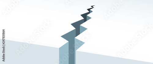 Black lightning shaped long deep cracked ground effect interface banner template, relationship broken as icon sign app ui ux web, Morden flat design style vector eps 10 isolated on white background