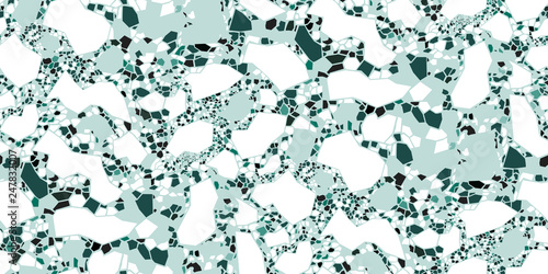 Terrazzo flooring vector seamless pattern. Texture from rough geometric shapes.
