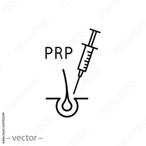platelet rich plasma icon, prp therapy, stop hair loss linear sign isolated on white background - editable stroke vector illustration eps10