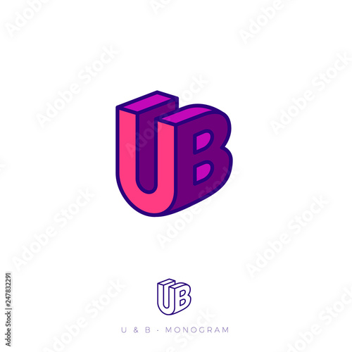 UB logo. U and B letters in block. Multi Colored emblem like 3D. Flat network, web icon.