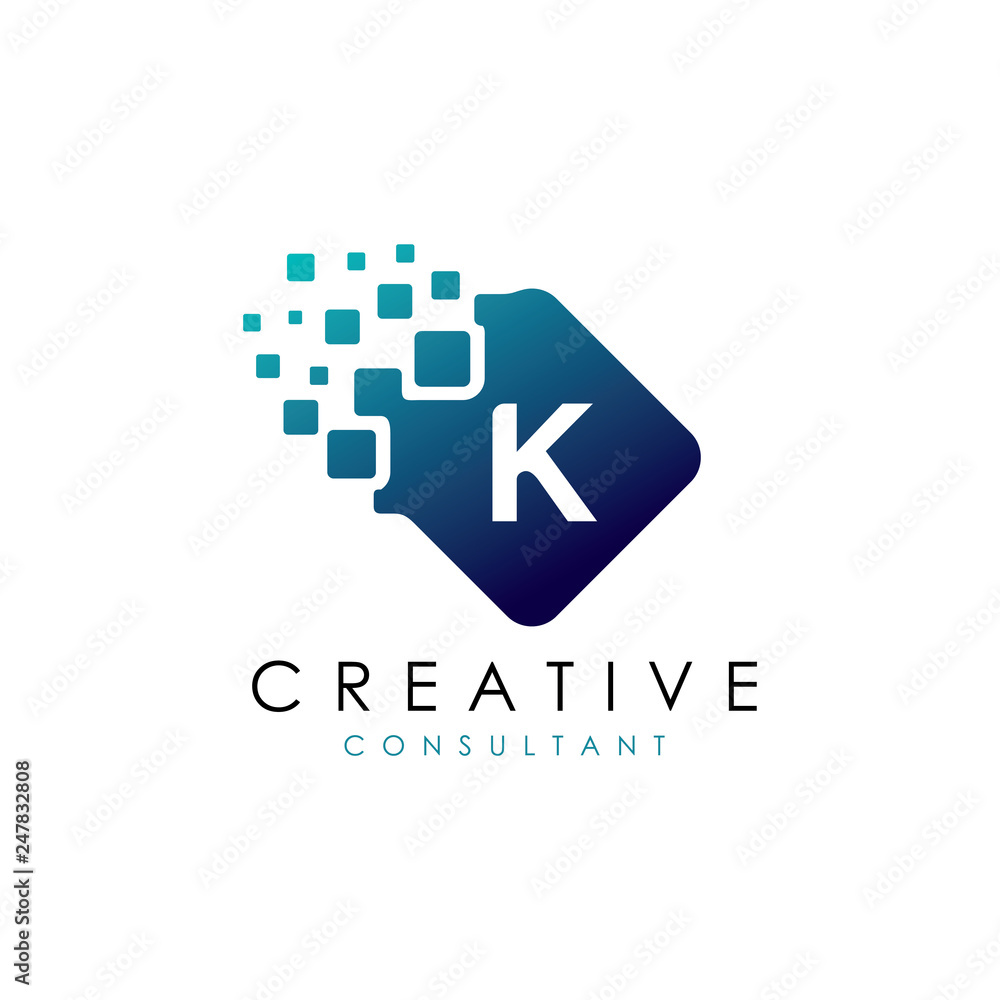 Obraz premium Data Digital K Letter Logo