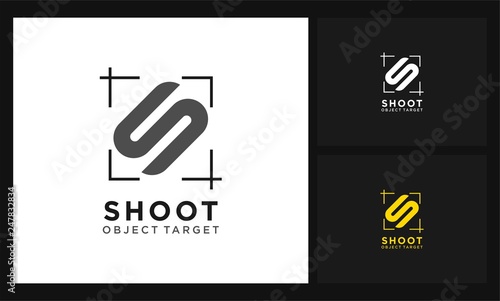 letter s line square icon photography logo