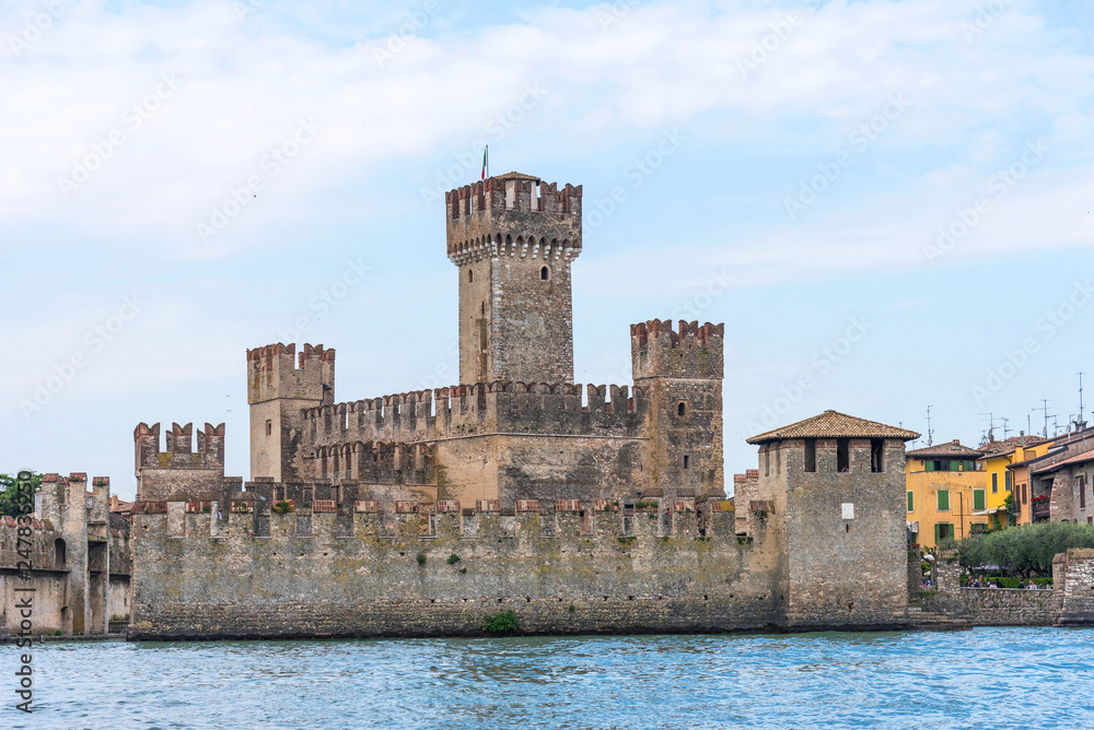 Medieval castle Scaliger in Sirmione on lake Garda. Italy.