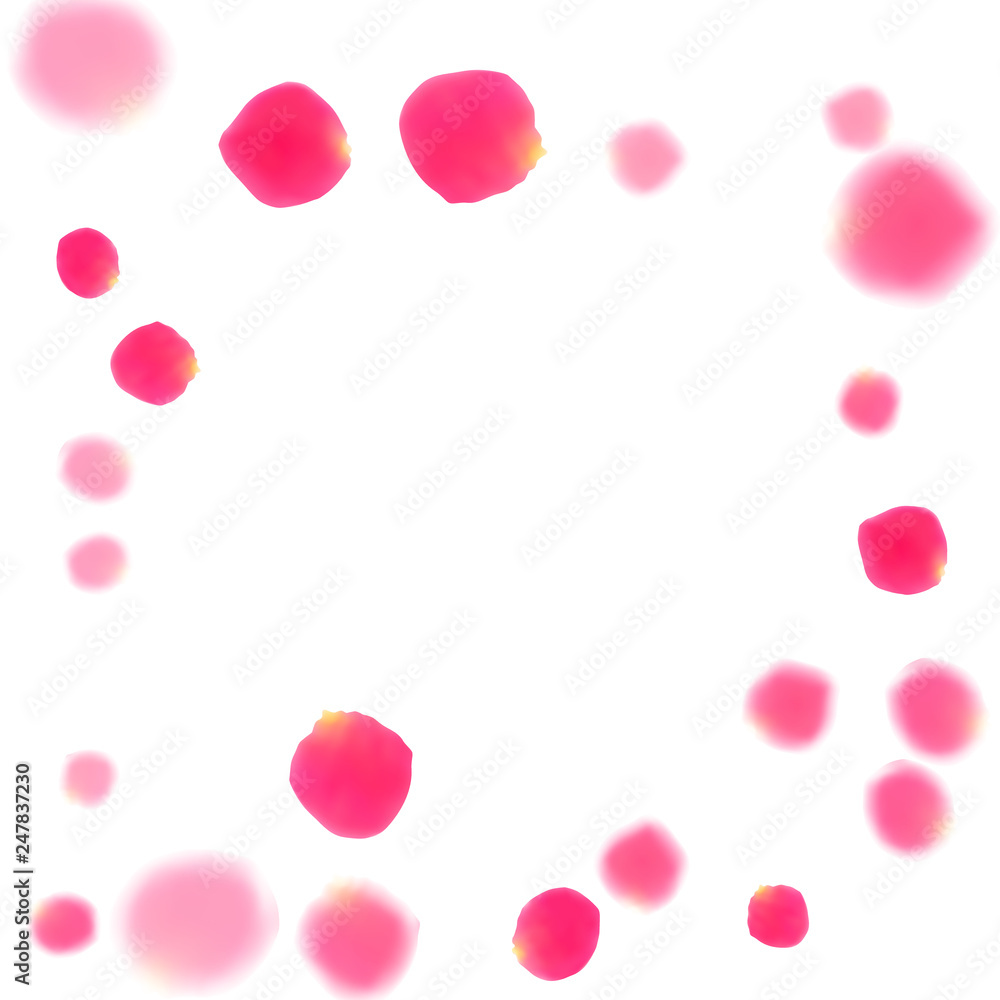 Pink rose petals falling vector valentine background.