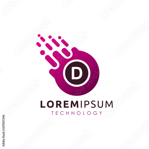 Dotted Digital Data D Letter Logo