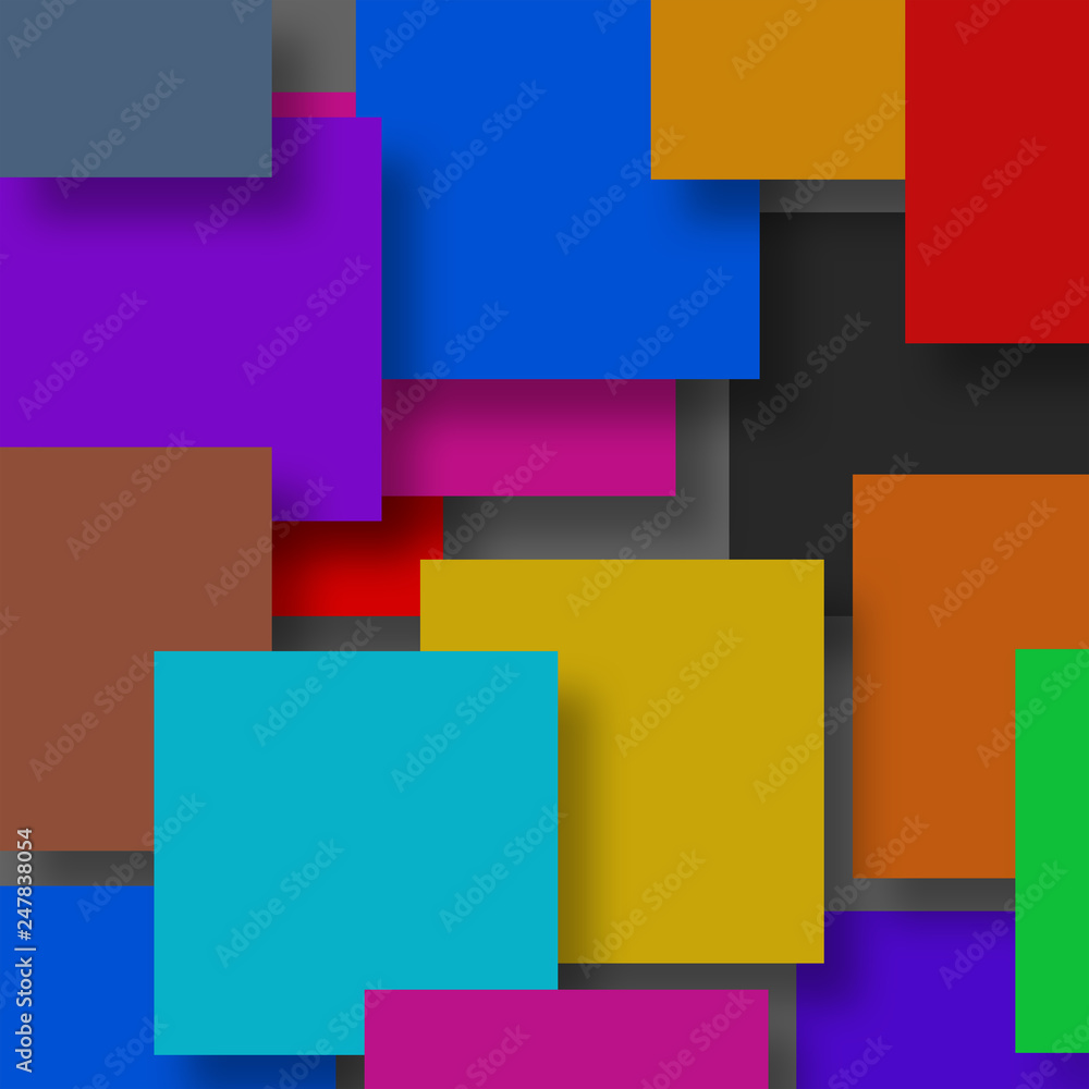 3d colorful cubes abstract background with shadow.
