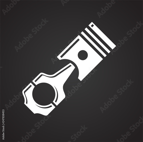 Engine piston icon on black background for graphic and web design, Modern simple vector sign. Internet concept. Trendy symbol for website design web button or mobile app