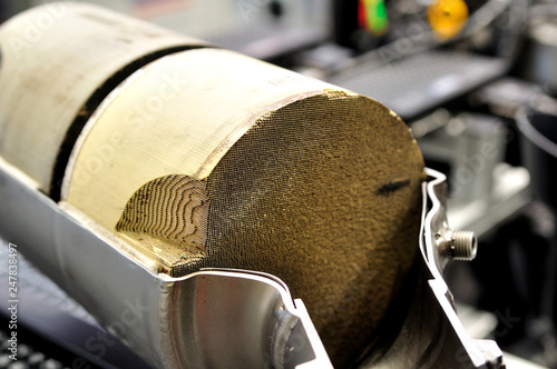 cross section of a new clean car catalyst wits selective focus.