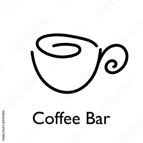 Creative logo for coffee shop, coffee bar in outline style