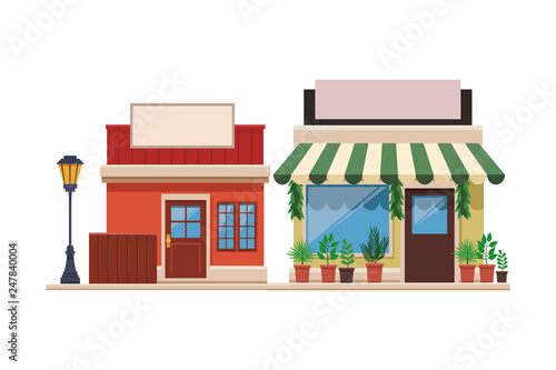stores shopping front cartoon