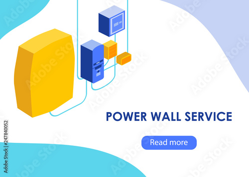 Power wall concept in modern isometric style