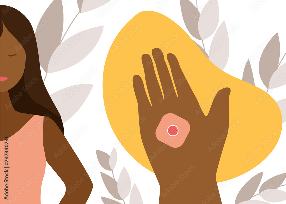 Woman hand with lost key finder - banner in flat style Woman hand with lost key finder - banner in flat style