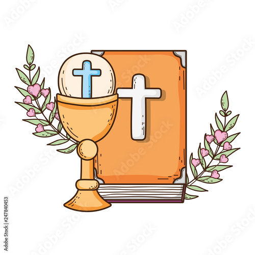 sacred chalice with holy bible