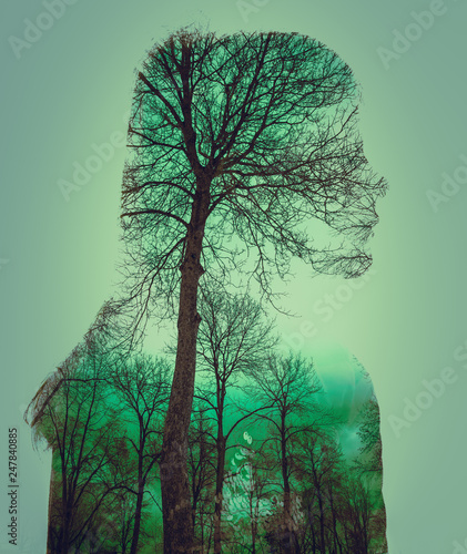 double exposure of female's profile