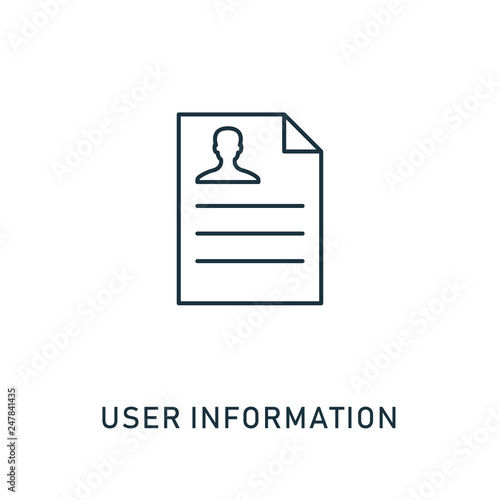 User Information outline icon. Thin style design from smm icons collection. Pixel perfect symbol of user information icon. Web design, apps, software, print usage