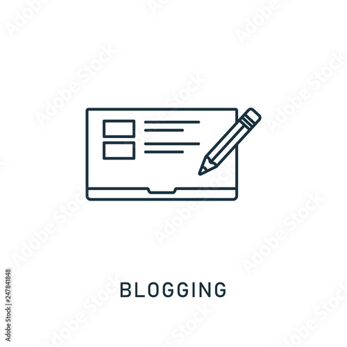 Blogging outline icon. Thin style design from smm icons collection. Pixel perfect symbol of blogging icon. Web design, apps, software, print usage