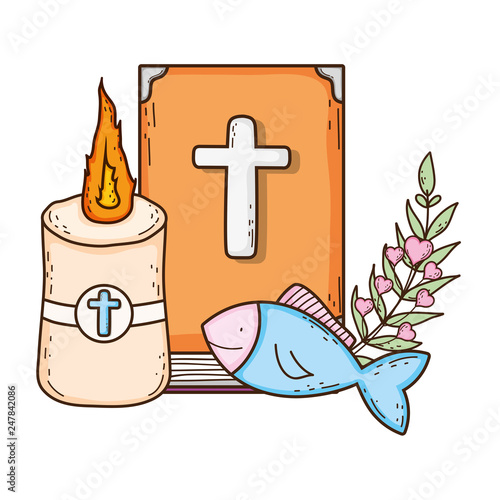holy bible book with candle