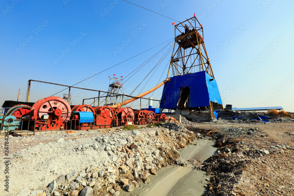 Mine crane in a mining area