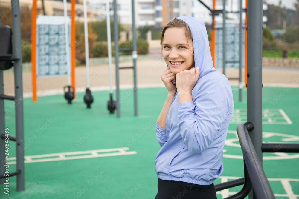 Happy athlete girl wrapped up in layers Happy athlete girl wrapped up in layers