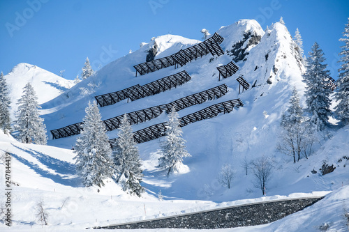 Avalanche Protection Barriers at the arlberg region, Vorarlberg, Austria, Europe photo