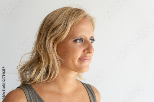Face of inspired beautiful blond woman