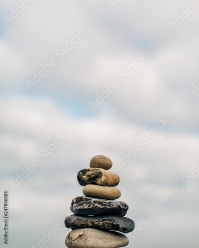 Stone cairn on beach
