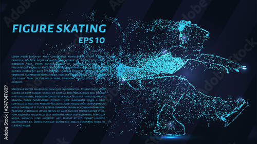 Figure skating of particles on a dark background. Figure skating of circles and dots.