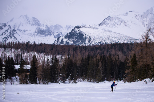 Cross country skiing in High Tatras mountains