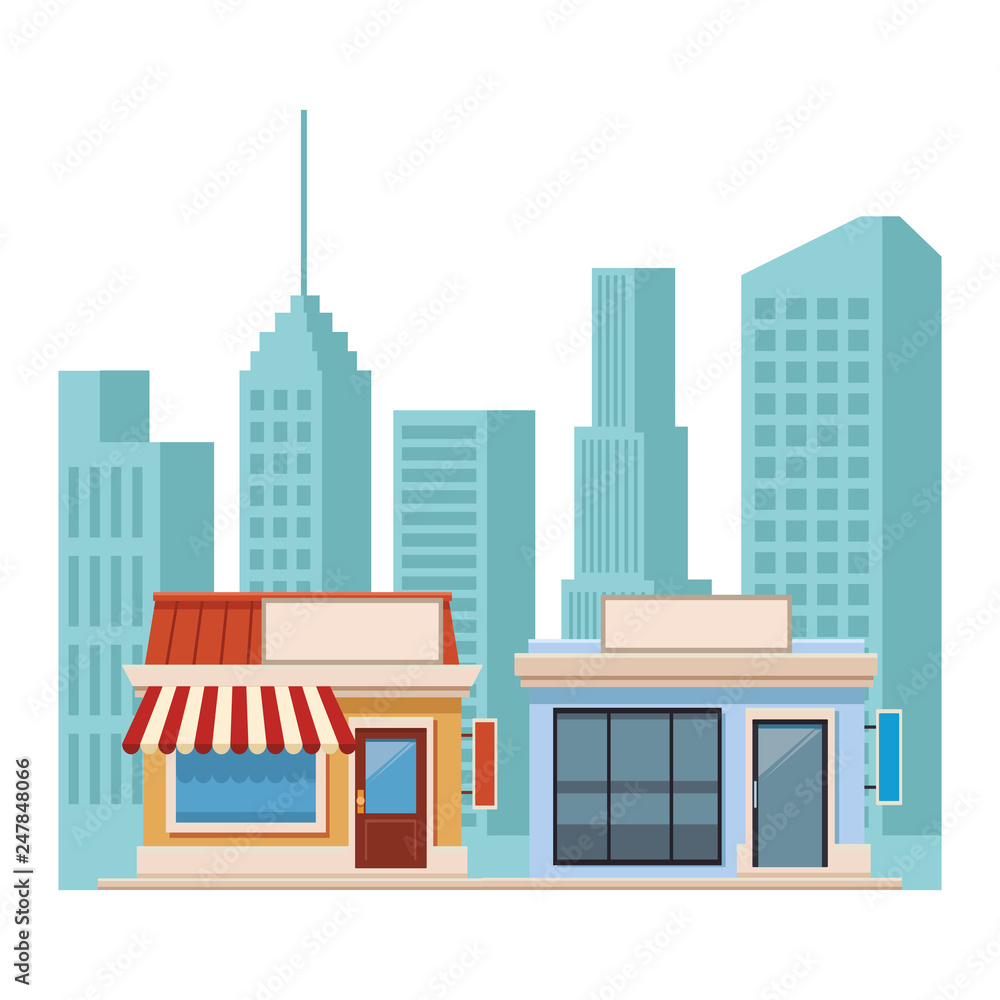 Naklejka premium shopping stores cartoon