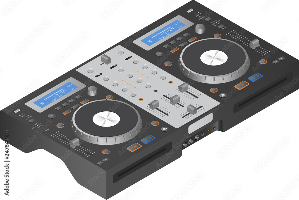 Isolated Isometric vector dj remote for mixing music tracks and giving joy to the people. Isolated Isometric vector dj remote for mixing music tracks and giving joy to the people.
