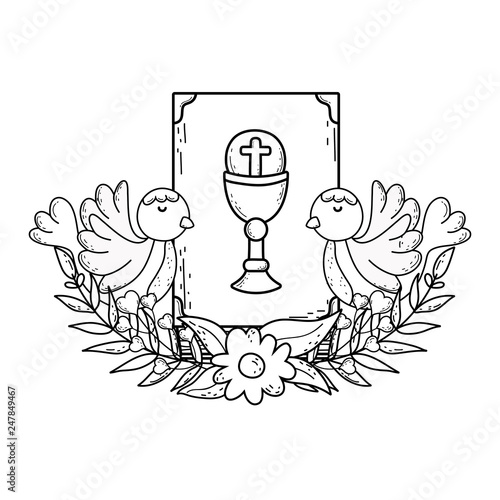 holy bible book with doves birds